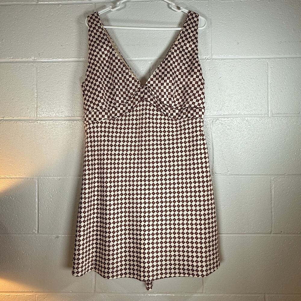 Abercrombie & Fitch Women’s L Brown Cream Mini Dress Y2K Cottagecore 70's
